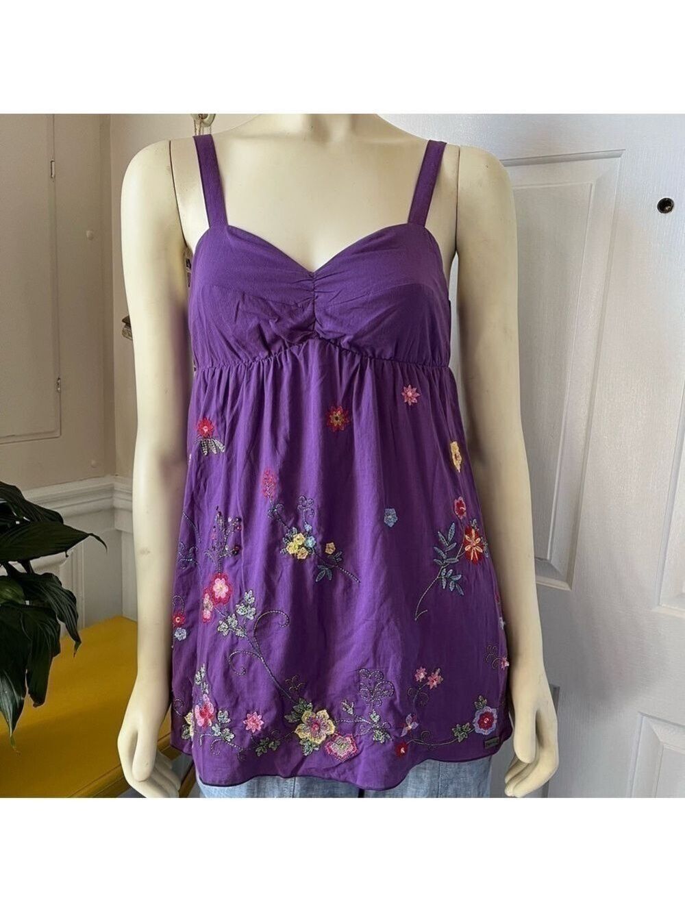 𝅺nwt Buffalo David Bitton Marnia Purple Floral Tank Top SP